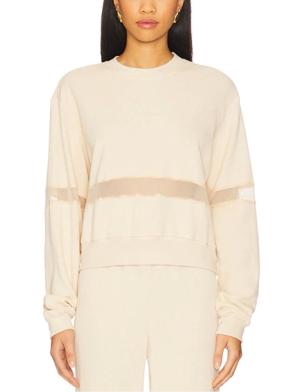 Michael Lauren Inacio Crew Neck Sweatshirt in Buttercream L